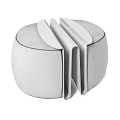 Elegant Modern Blue Velvet Sofa Stools With Geometric Metal Frame Design