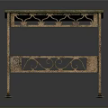 Ornate Metal Side Table With Intricate Scrollwork And Two Tiered Shelf Design