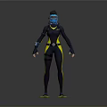 Underwater Speargun Weapon With Black Yellow Diving Suit And Fins For Divers