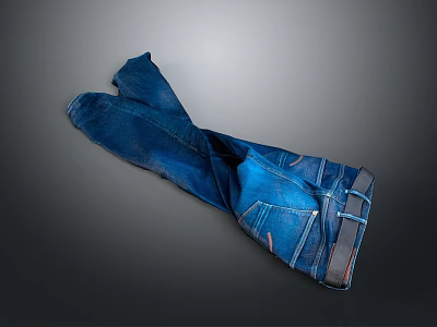 Blue Classic Fit Jeans With Pockets Belt Loops For Everyday Wear 3d model