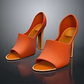 Pair Of Orange Open Toe High Heels With Sleek Design And Stiletto Heel