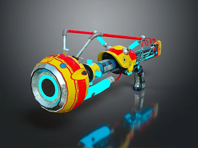 Colorful Futuristic Sci Fi Weapon With Circular Front And Metal Frame 3d model