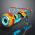 Colorful Futuristic Sci Fi Weapon With Circular Front And Metal Frame 3d model
