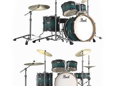 Pearl Drum Set With Multiple Drums Cymbals And Stands For Musical Use 3d model
