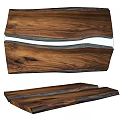 Natural Wood and Stone Combination for Modern Tabletop with Smooth Surface and Elegant Pattern 3d model