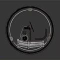 Futuristic Circular Mechanical Device With Steering Wheel Engine Seat And Metal Structure