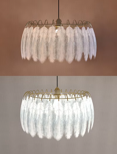 Modern special-shaped chandelier feather lamp chandelier 3d model