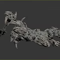 Silver Sci Fi Mechanical Warrior With Detailed Armor And Warhammer Weapon