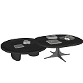 Modern Round Coffee Table Designs With Wooden Tops And Decorative Items On Different Bases