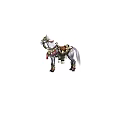 Game Movie Character White Mythical Steed With Ornate Saddle Decorative Tassels And Gold Accents