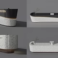 Modern Office Reception Desk With Terrazzo Surface LED Lighting And Branding Sign