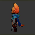 Cute Orange Fox Game Character In Blue Outfit With Sword And Bucket