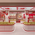 Snack Retail Store Interior With Red White Decor And Squirrel Character Display Counters 3d model