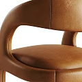 Brown Leather Bar Stools With Curved Armrests Wooden Legs And Metal Footrests