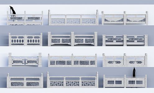 Chinese Guardrail Stone Goulan 3d model