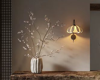 Song aesthetic vase ornaments vase floral ornaments wall lamp 3d model