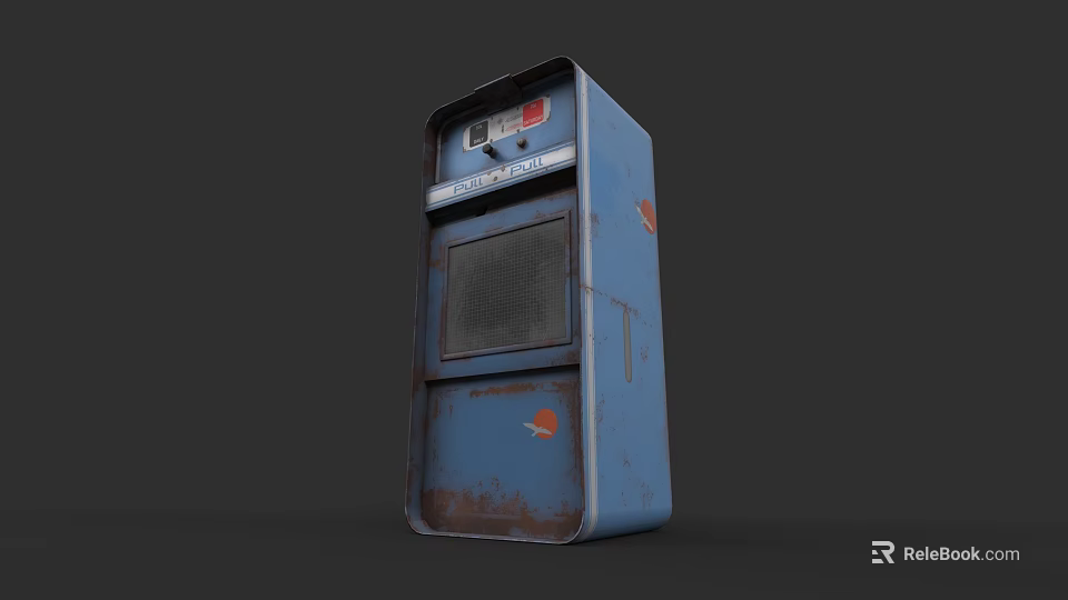 Blue Rusted Old Public Telephone Booth Facility With Vintage Metal Design 3d model 