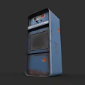 Blue Rusted Old Public Telephone Booth Facility With Vintage Metal Design