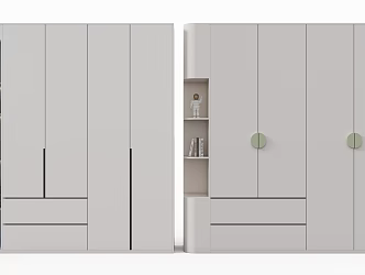 Modern Children's Room Wardrobe Decorative Cabinet Flat Open Cabinet Door Arc Cabinet Door Round Handhold Hidden Handhold Book Decoration 3d model