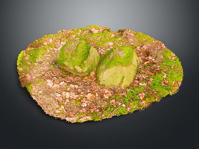 Natural Stone Decor Featuring Moss Covered Stones Earthy Base And Circular Shape 3d model