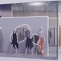 Clothing Storefront with Modern Glass Facade Stylish Mannequins Displaying Fashion Apparel