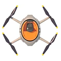 Tactical Weapon Drone With Four Propellers Transparent Dome And Gray Orange Body