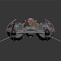 Futuristic Sci Fi Mechanical Device With Purple Black Color Red Accents And Detailed Structure