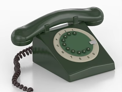 Vintage Green Rotary Dial Phone Classic Retro Design With Curly Cord 3d model Vintage Green Rotary Dial Phone Classic Retro Design With Curly Cord 3d model
