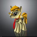Pony Toy Figure with Yellow Mane Tail Green Eyes Sunglasses Red Necktie Blue V Pattern