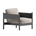 Single Sofa With Black Frame And Light Gray Cushion Modern Design Armrests 3d model
