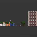 3D Model of Residential Complex with Apartment Buildings Trees Basketball Court Roads and Vehicles