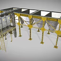 Industrial Metal Structure With Support Columns Platform And Pipes 3d model
