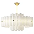 Modern White Chandelier With Gold Finish And Cylindrical Glass Shades For Contemporary Interiors