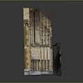 Arched Entrance Gate With Stone Structure Three Arches Carved Details Warm Brown Tone And Reflective Base