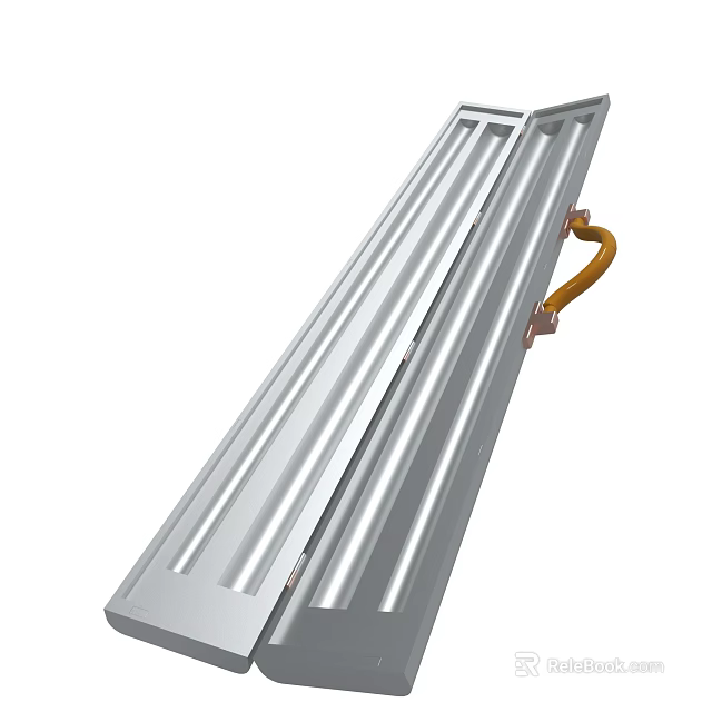 Durable Aluminum Long Tool With Parallel Grooves And Yellow Handle 3d model