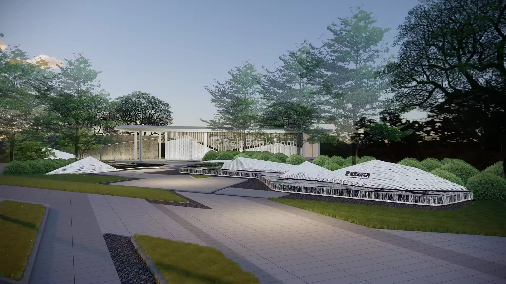 Modern Gallery Frame Folding Line Art Waterscape Gallery Frame 3d model