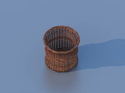 Handwoven Wicker Storage Basket with Round Shape for Home Decor and Everyday Use 3d model