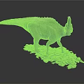Realistic Horned Dinosaur Model With Scaled Skin And Rock Base