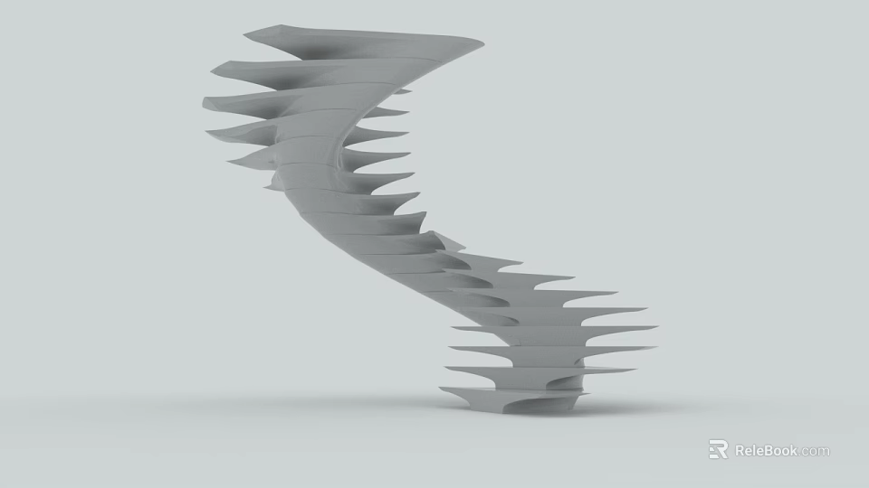Modern Unique Spiral Staircase Design Featuring Abstract Curved Gray Structural Layers 3d model 