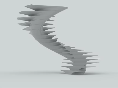 Modern Unique Spiral Staircase Design Featuring Abstract Curved Gray Structural Layers 3d model