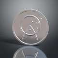 Detailed Shiny Silver Circular Coin With Balance Symbol And Stars