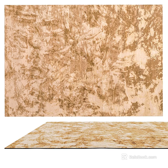 Square Carpet With Golden Beige Abstract Textured Pattern For Home Decor 3d model