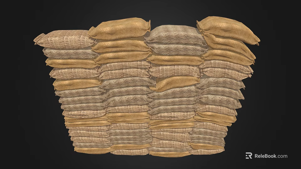 Stacked Burlap Sacks In Brown Beige For Household Storage Supplies 3d model 