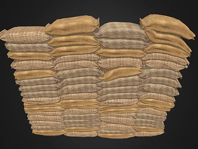 Stacked Burlap Sacks In Brown Beige For Household Storage Supplies 3d model
