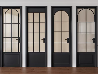 Modern Black Casement Doors With Various Glass Panel Interior Designs 3d model