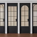 Modern Black Casement Doors With Various Glass Panel Interior Designs 3d model