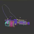 Futuristic Sci Fi Weapon Featuring Purple Pink Neon Glow And Metallic Structural Details
