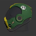 Green And Yellow Firefighter Helmet With Transparent Visor Protective Design Safety Equipment