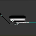 Futuristic Tech Device With White Circular Base And Teal Wing Shaped Parts