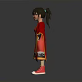 Man In Red Cloak With Glasses Black Gloves And Red Sneakers Standing Pose